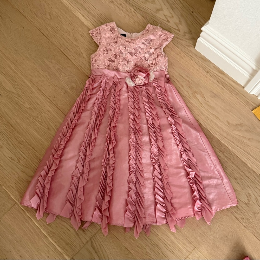 isobella & chloe pink ruffle lace dress
